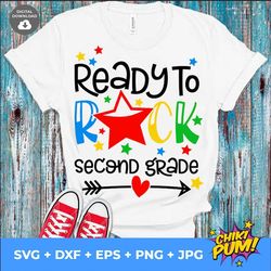 ready to rock second grade, 1st day of second grade, back to school, hello 2nd grade, 2nd grade shirt, cute second grade