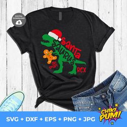 santa saurus rex svg, christmas svg file, gingerbread man svg, oh snap! svg