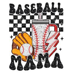 retro glitter baseball mama tumbler png digital download files