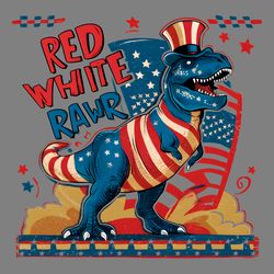 red white and rawr patriotic dinosaur png