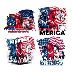 merica 4th of july horse racer svg png bundle