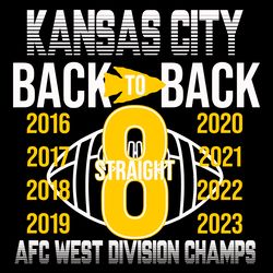 kansas city back to back 8 straight afc west division champs svg