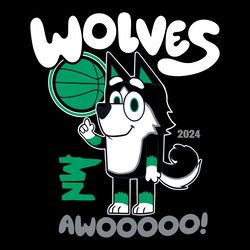 awooo wolves x bluey minnesota basketball svg