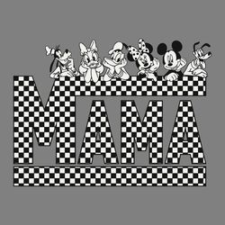 vintage mama mickey mouse and friends checkered svg