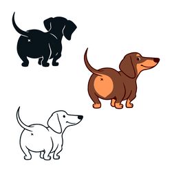 cute dachshund dog cartoon bundle svg digital download files