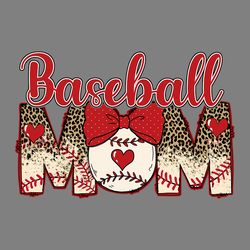 leopard baseball mom bow heart svg digital download files