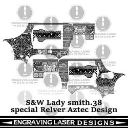 engraving laser designs s&w lady smith.38 special revolver aztec design