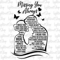 missing you always svg, widow life svg, husband svg, memorial day in heaven svg, husband with angel wings svg, butterfli