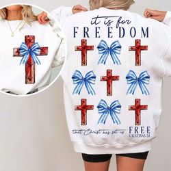 it is for freedom galatians 5:1 png, 4th of july png, independence day png, christian 4th of july png, jesus lover ameri