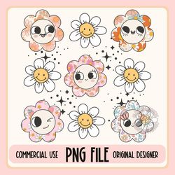 groovy summer smiley face png sublimation, daisy summer png, distressed groovy smiley face shirt, aesthetic png, summer