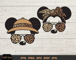 matching family safari svg - leopard and cheetah print, hat, bandana, ears, aviator sunglasses, instant download, cut fi