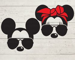 his & hers mouse set, bandana, head, aviator, sunglasses, icon, head, digital download, cut file, decal, iron on transfe