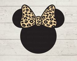 minnie clipart, leopard print, head, ears, icon, bow, digital download, cut file, printable, iron on transfer, jpeg png