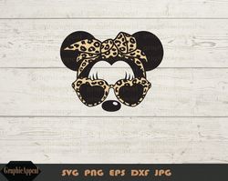 svg, heart, leopard, print, bandana, hairbow, aviator, sunglasses, mouse, head, digital, download, cut file, iron on fil