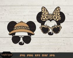 leopard print safari svg - heart shaped aviator sunglasses. leopard print, bandana, hat, ears, instant download, cut fil
