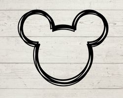mouse ears outline, svg, outline, icon, head, clipart, digital download, cut file, decal, iron on transfer, jpeg png eps