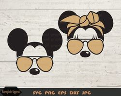 svg, mickey, minnie, bandana, aviator sunglasses, vacation svg, magical, vinyl cut file, jpg, png printable design file,