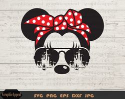 mouse castle svg, ears, polka dot bandana, aviators, sunglasses, icon, head, digital download, cut file, decal, iron on