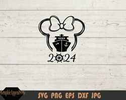 2024, svg, png, nautical, cruise, female, mouse, outline, trip, family, vacation, anchor, wheel, instant download, file