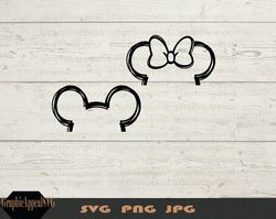 half mouse outline svg, hairbow, head, icon, digital download, cut file, jpeg png svg dxf