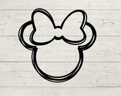 mouse ears outline with hairbow, sketch, svg, outline, icon, head, clipart, digital download, cut file, jpeg png eps