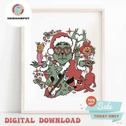 retro christmas grinch friends svg