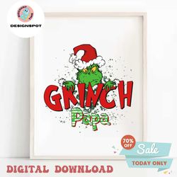 retro grinch papa christmas svg