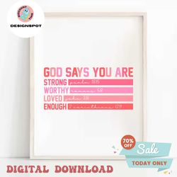 valentine god says you are strong worthy svg