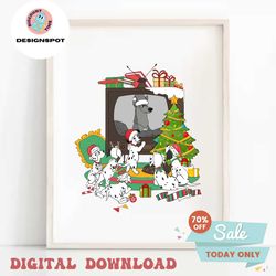 101 dalmatians watching tv christmas light png