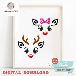 rudolph the red nosed reindeer svg, christmas reindeer svg, rudolph face svg, rudolph reindeer cut files, cricut, silhou