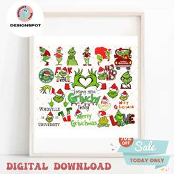 25 files the grinch , unique design, grinch christmas png svg, grinch clipart files, files for cricut & silhouette digit