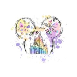 magic kingdom watercolor mickey castle png instant download