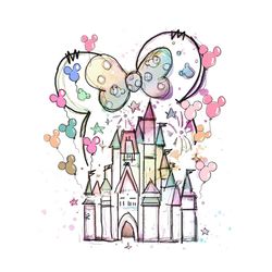 magic kingdom watercolor minnie friend castle png instant download