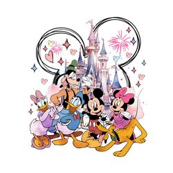 magic kingdom watercolor mickey and friend castle png