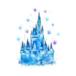 cinderella's castle art png, blue castele png, baby nursery disney png