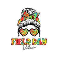 retro field day vibes messy bun svg