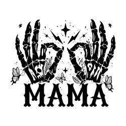 retro mama skeleton hand butterfly png