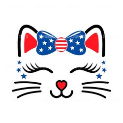 4th of july cat face - instant digital download - svg