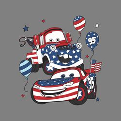 lightning mcqueen tow mater with balloon 4th of july svg