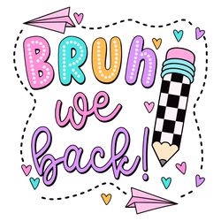 retro bruh we back checkered pencil svg digital download files