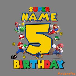 personalize super mario birthday boy png, birthday party png, family matching png