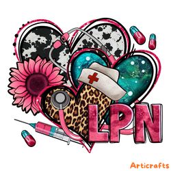 lpn licensed practical nurse hearts png sublimation design download