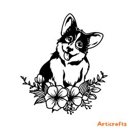 floral pembroke welsh corgi svg digital download files