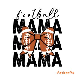 retro football mama with bow png digital download files