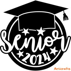 retro senior 2024 happy graduate png digital download files