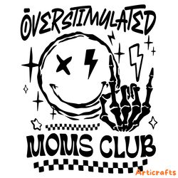 funny overstimulated moms club smiley face svg