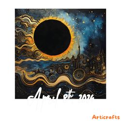 solar eclipse the starry night 2024 png digital download files