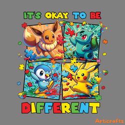 okay to be different pikachu friends png