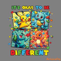 autism awareness cartoon pikachu friends png