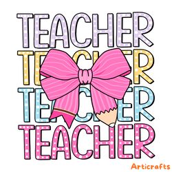 teacher pink coquette pencil bow svg digital download files